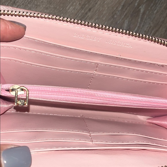 Badgley Mischka Metallic Pink Studded Wallet - Picture 6 of 7